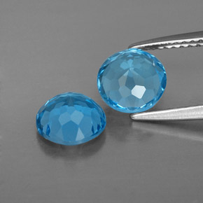 Gemas de topacio azul natural de  ct, corte redondo, VVS-VS