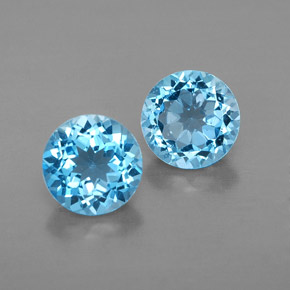 Gemas de topacio azul natural de  ct, corte redondo, VVS-VS