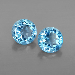 Gemas de topacio azul natural de  ct, corte redondo, VVS-VS