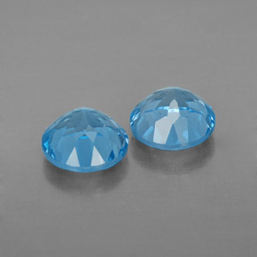 Gemas de topacio azul natural de  ct, corte redondo, VVS-VS