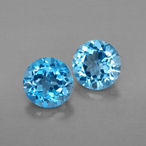 Gemas de topacio azul natural de  ct, corte redondo, VVS-VS