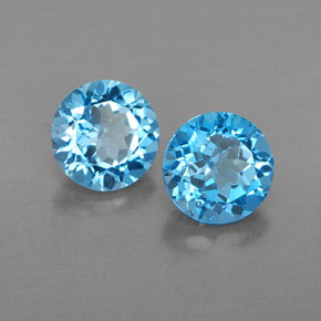 Gemas de topacio azul natural de  ct, corte redondo, VVS-VS