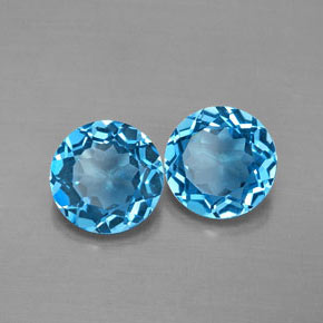Gemas de topacio azul natural de  ct, corte redondo, VVS-VS
