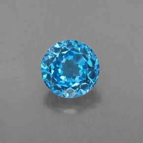 Topacio azul natural de 1,83 ct, corte redondo, VS