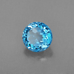 Topacio azul natural de 1,83 ct, corte redondo, VS