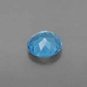 Topacio azul natural de 1,64 ct, corte redondo, VVS