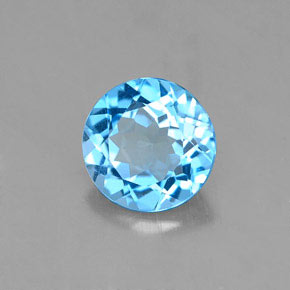Topacio azul natural de 1,37 ct, corte redondo, VVS-VS
