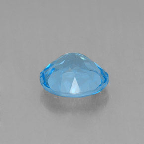 Topacio azul natural de 1,37 ct, corte redondo, VVS-VS