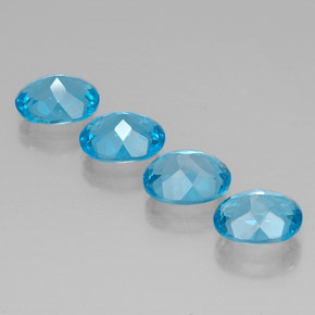 Gemas de topacio azul natural de  ct, corte óvalo, VVS