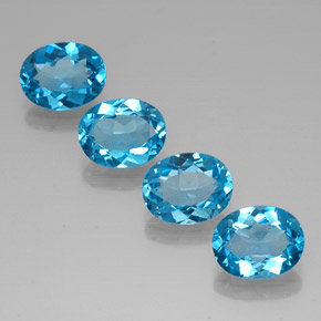 Gemas de topacio azul natural de  ct, corte óvalo, VVS