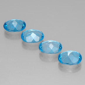 Gemas de topacio azul natural de  ct, corte óvalo, VVS