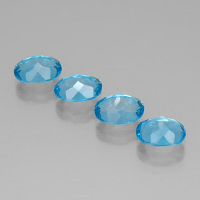 Gemas de topacio azul natural de  ct, corte óvalo, VVS