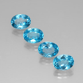 Gemas de topacio azul natural de  ct, corte óvalo, VVS