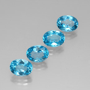 Gemas de topacio azul natural de  ct, corte óvalo, VVS