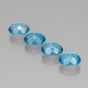 Gemas de topacio azul natural de  ct, corte óvalo, VVS