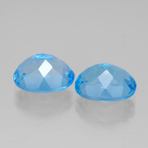 Gemas de topacio azul natural de  ct, corte óvalo, VVS