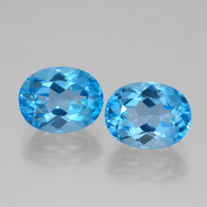 Gemas de topacio azul natural de  ct, corte óvalo, VVS