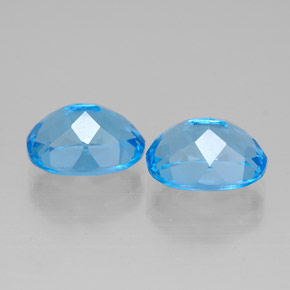 Gemas de topacio azul natural de  ct, corte óvalo, VVS