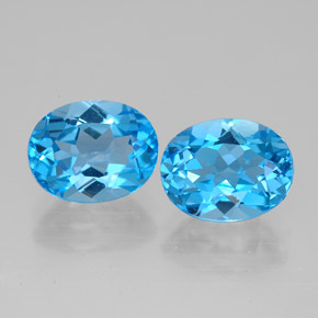 Gemas de topacio azul natural de  ct, corte óvalo, VVS