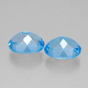 Gemas de topacio azul natural de  ct, corte óvalo, VVS