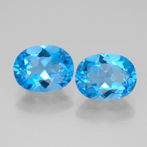 Gemas de topacio azul suizo natural de  ct, corte óvalo, VVS