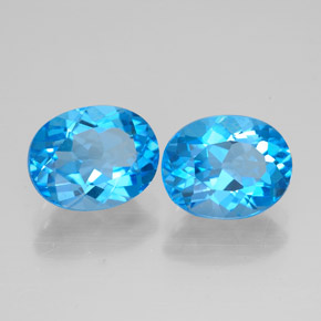 Gemas de topacio azul suizo natural de  ct, corte óvalo, VVS