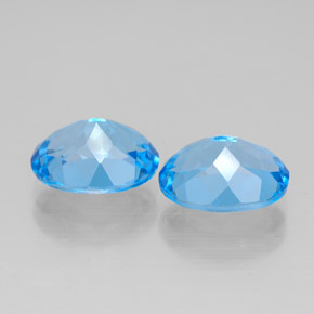 Gemas de topacio azul suizo natural de  ct, corte óvalo, VVS
