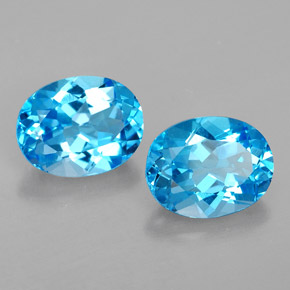 Gemas de topacio azul natural de  ct, corte óvalo, VVS