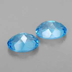 Gemas de topacio azul natural de  ct, corte óvalo, VVS