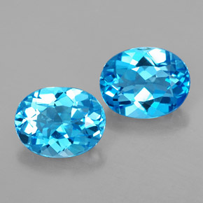 Gemas de topacio azul natural de  ct, corte óvalo, VVS