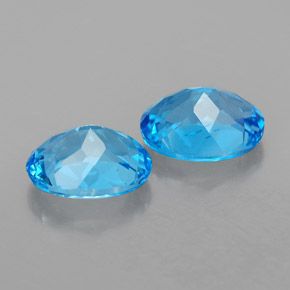 Gemas de topacio azul natural de  ct, corte óvalo, VVS