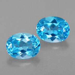 Gemas de topacio azul natural de  ct, corte óvalo, VVS