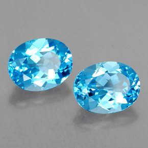 Gemas de topacio azul natural de  ct, corte óvalo, VVS