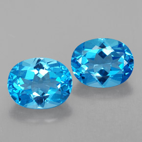 Gemas de topacio azul natural de  ct, corte óvalo, VVS