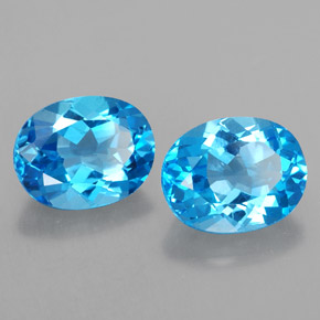 Gemas de topacio azul natural de  ct, corte óvalo, VVS