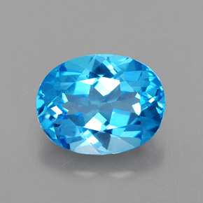 Topacio azul natural de 2,51 ct, corte óvalo, VVS