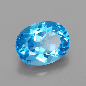 Topacio azul natural de 2,51 ct, corte óvalo, VVS