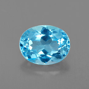 Topacio azul natural de 2,51 ct, corte óvalo, VVS