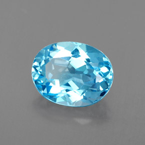 Topacio azul natural de 2,51 ct, corte óvalo, VVS