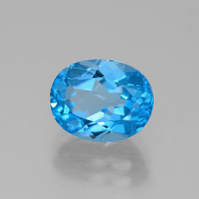 Topacio azul natural de 2,69 ct, corte óvalo, VVS