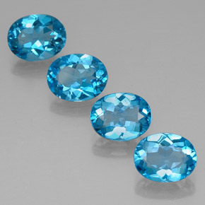 Gemas de topacio azul natural de  ct, corte óvalo, VVS