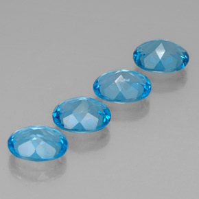 Gemas de topacio azul natural de  ct, corte óvalo, VVS