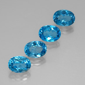 Gemas de topacio azul natural de  ct, corte óvalo, VVS