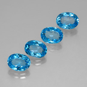 Gemas de topacio azul suizo natural de  ct, corte óvalo, VVS