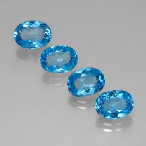 Gemas de topacio azul suizo natural de  ct, corte óvalo, VVS