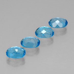 Gemas de topacio azul suizo natural de  ct, corte óvalo, VVS