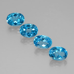 Gemas de topacio azul natural de  ct, corte óvalo, VVS