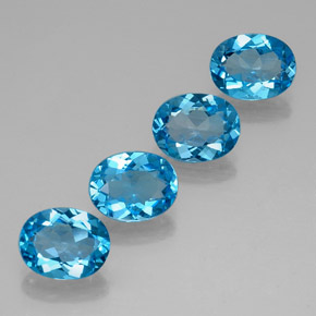 Gemas de topacio azul natural de  ct, corte óvalo, VVS