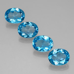 Gemas de topacio azul natural de  ct, corte óvalo, VVS