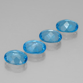 Gemas de topacio azul natural de  ct, corte óvalo, VVS